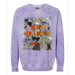 Happy Halloween Scary Retro Colorblast Crewneck Sweatshirt