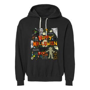 Happy Halloween Scary Retro Garment-Dyed Fleece Hoodie