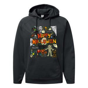 Happy Halloween Scary Retro Performance Fleece Hoodie