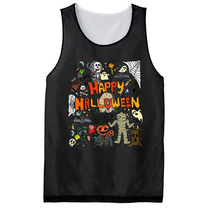 Happy Halloween Scary Retro Mesh Reversible Basketball Jersey Tank