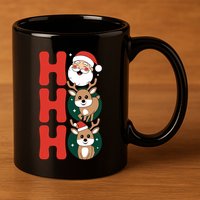Hohoho! Happy Santa And Reindeers Christmas Xmas Awesome Gift 11oz C Handle Ceramic Mug