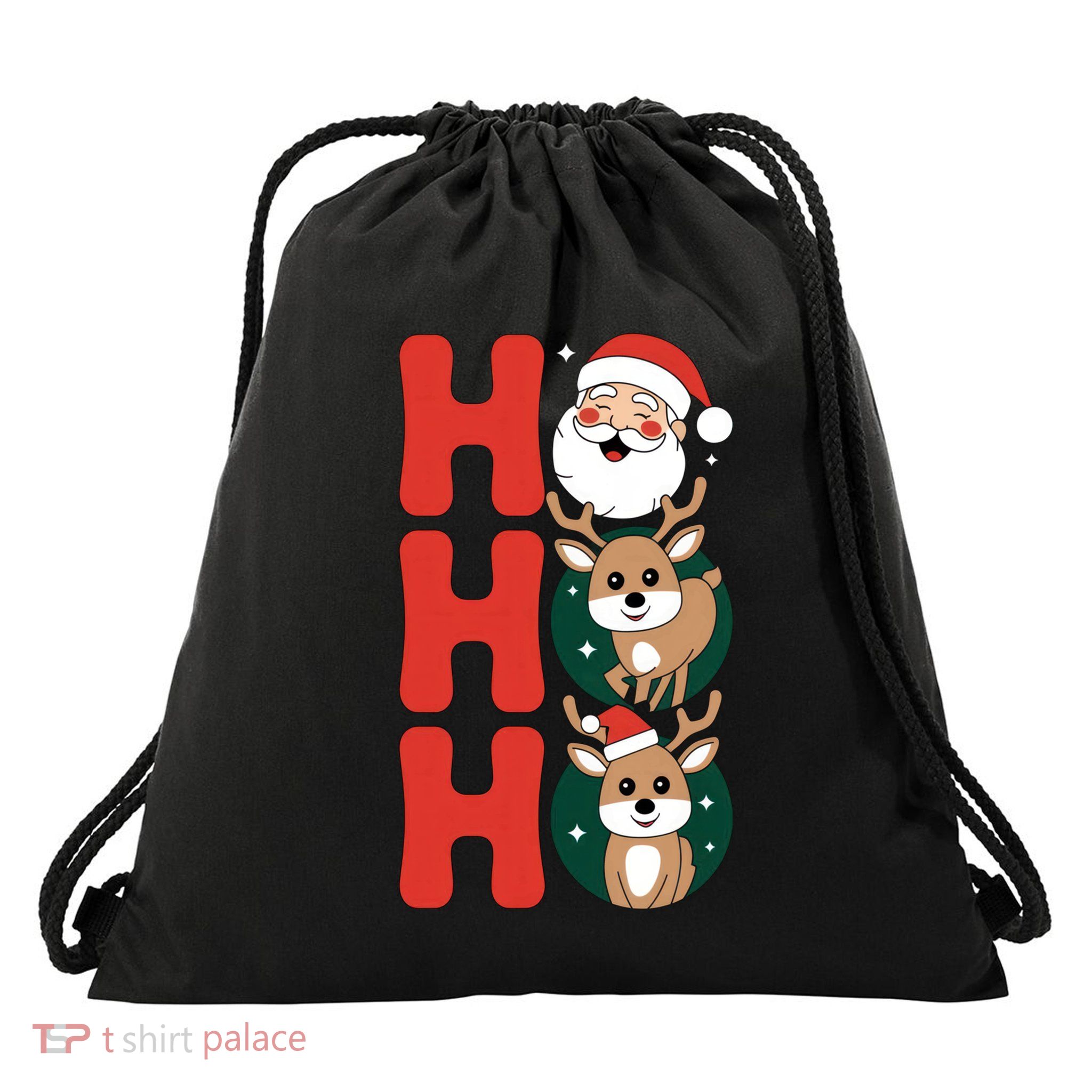 Hohoho! Happy Santa And Reindeers Christmas Xmas Awesome Gift Drawstring Bag