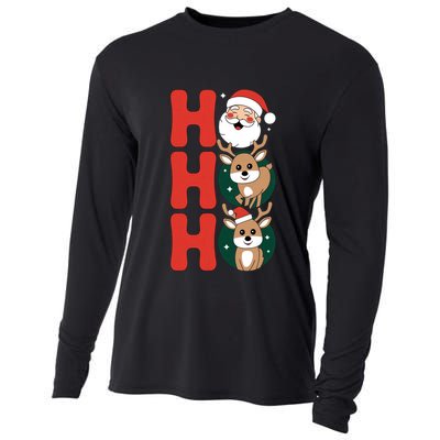 Hohoho! Happy Santa And Reindeers Christmas Xmas Awesome Gift Cooling Performance Long Sleeve Crew