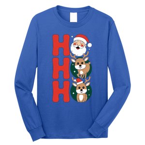 Hohoho! Happy Santa And Reindeers Christmas Xmas Awesome Gift Long Sleeve Shirt