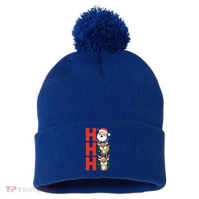 Hohoho! Happy Santa And Reindeers Christmas Xmas Awesome Gift Pom Pom 12in Knit Beanie
