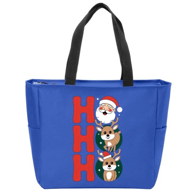 Hohoho! Happy Santa And Reindeers Christmas Xmas Awesome Gift Zip Tote Bag