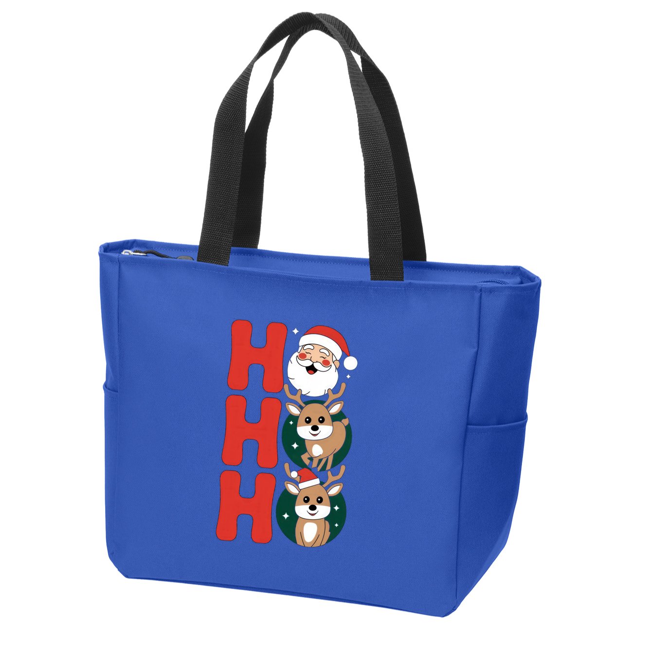 Hohoho! Happy Santa And Reindeers Christmas Xmas Awesome Gift Zip Tote Bag