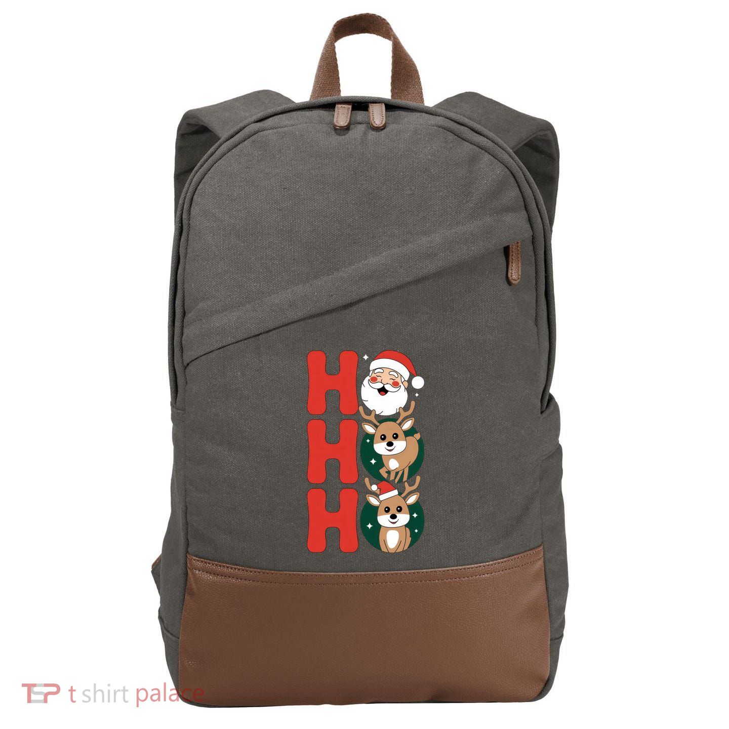 Hohoho! Happy Santa And Reindeers Christmas Xmas Awesome Gift Cotton Canvas Backpack