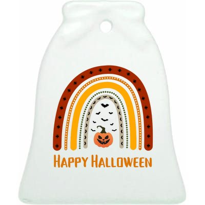 Happy Halloween Spooky Rainbow Ceramic Bell Ornament