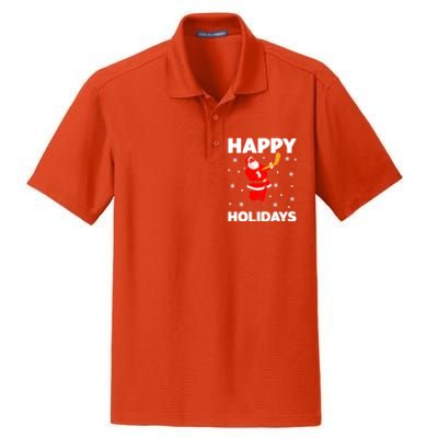 Happy Holidays Santa Ice Hockey Stick Santa Ice Hockey Game Meaningful Gift Dry Zone Grid Polo