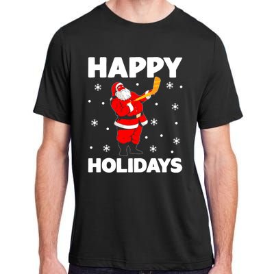 Happy Holidays Santa Ice Hockey Stick Santa Ice Hockey Game Meaningful Gift Adult ChromaSoft Performance T-Shirt