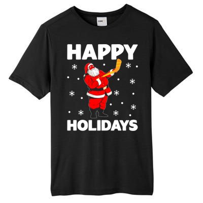 Happy Holidays Santa Ice Hockey Stick Santa Ice Hockey Game Meaningful Gift Tall Fusion ChromaSoft Performance T-Shirt