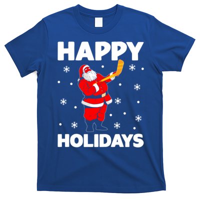 Happy Holidays Santa Ice Hockey Stick Santa Ice Hockey Game Meaningful Gift T-Shirt