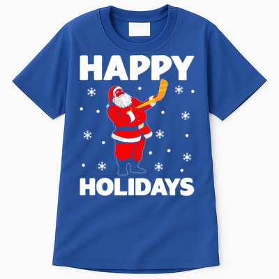 Happy Holidays Santa Ice Hockey Stick Santa Ice Hockey Game Meaningful Gift Tall T-Shirt