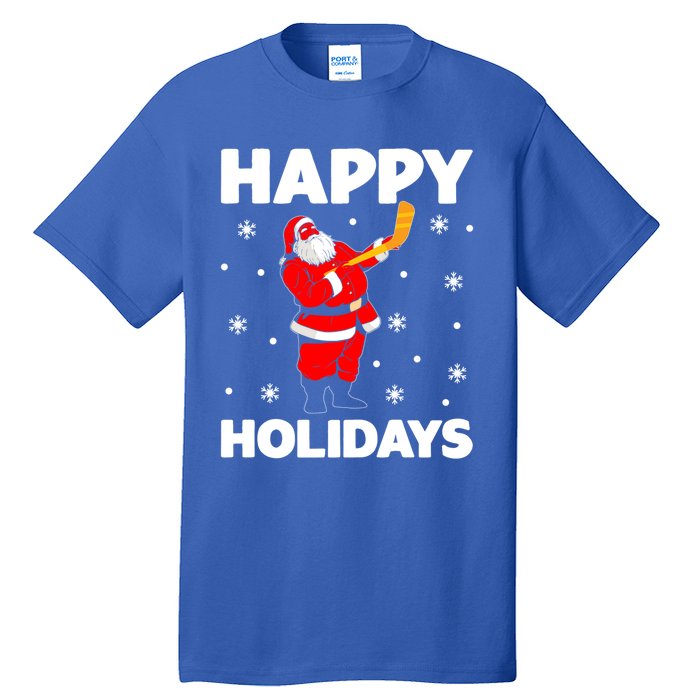 Happy Holidays Santa Ice Hockey Stick Santa Ice Hockey Game Meaningful Gift Tall T-Shirt