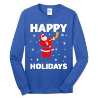 Happy Holidays Santa Ice Hockey Stick Santa Ice Hockey Game Meaningful Gift Tall Long Sleeve T-Shirt