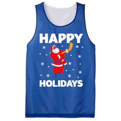 Happy Holidays Santa Ice Hockey Stick Santa Ice Hockey Game Meaningful Gift Mesh Reversible Basketball Jersey Tank