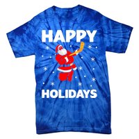 Happy Holidays Santa Ice Hockey Stick Santa Ice Hockey Game Meaningful Gift Tie-Dye T-Shirt