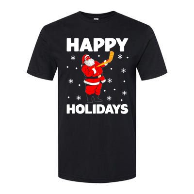 Happy Holidays Santa Ice Hockey Stick Santa Ice Hockey Game Meaningful Gift Softstyle CVC T-Shirt