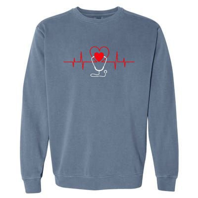 Heart Heartbeat Stethoscope Valentines Day Gifts For Nurses Garment-Dyed Sweatshirt