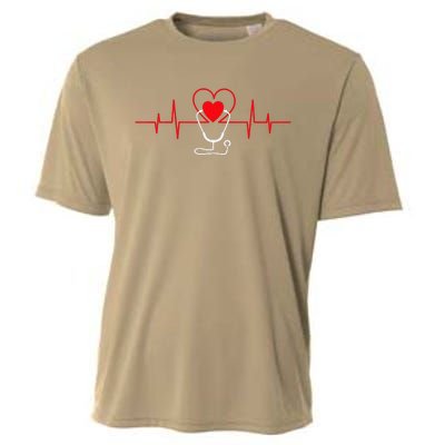 Heart Heartbeat Stethoscope Valentines Day Gifts For Nurses Cooling Performance Crew T-Shirt