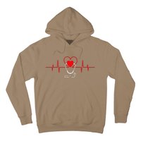 Heart Heartbeat Stethoscope Valentines Day Gifts For Nurses Hoodie