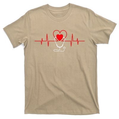 Heart Heartbeat Stethoscope Valentines Day Gifts For Nurses T-Shirt