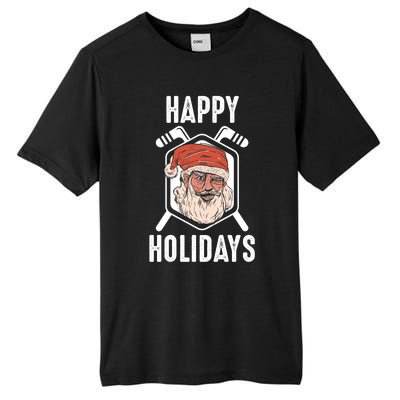 Happy Holidays Santa Ice Hockey Stick Santa Ice Hockey Game Gift Tall Fusion ChromaSoft Performance T-Shirt