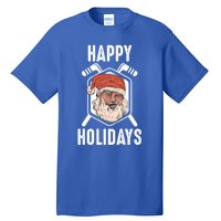 Happy Holidays Santa Ice Hockey Stick Santa Ice Hockey Game Gift Tall T-Shirt