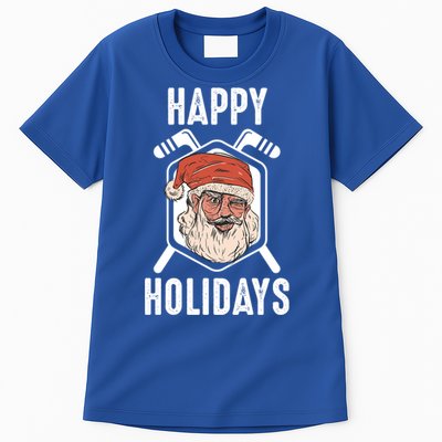 Happy Holidays Santa Ice Hockey Stick Santa Ice Hockey Game Gift Tall T-Shirt