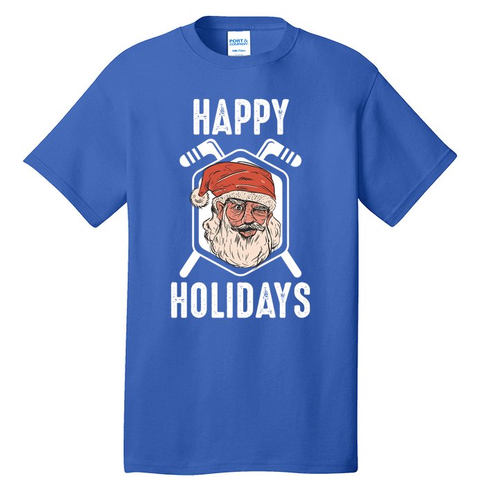 Happy Holidays Santa Ice Hockey Stick Santa Ice Hockey Game Gift Tall T-Shirt