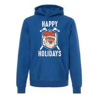 Happy Holidays Santa Ice Hockey Stick Santa Ice Hockey Game Gift Premium Hoodie