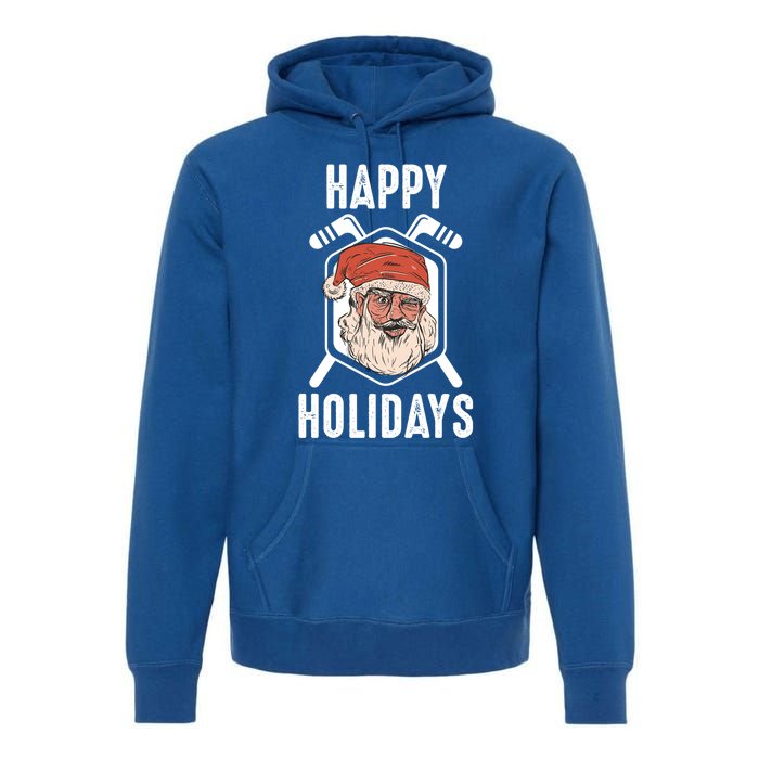 Happy Holidays Santa Ice Hockey Stick Santa Ice Hockey Game Gift Premium Hoodie