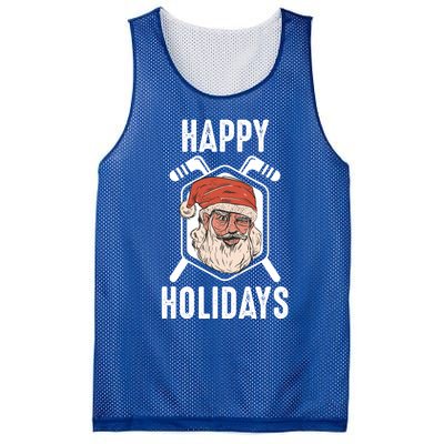 Happy Holidays Santa Ice Hockey Stick Santa Ice Hockey Game Gift Mesh Reversible Basketball Jersey Tank