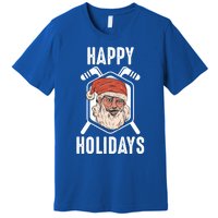 Happy Holidays Santa Ice Hockey Stick Santa Ice Hockey Game Gift Premium T-Shirt