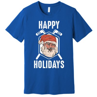 Happy Holidays Santa Ice Hockey Stick Santa Ice Hockey Game Gift Premium T-Shirt