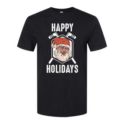 Happy Holidays Santa Ice Hockey Stick Santa Ice Hockey Game Gift Softstyle CVC T-Shirt