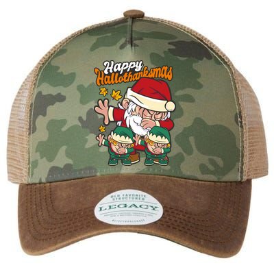 Happy Hallotthanksmas Santa And His Elves Legacy Tie Dye Trucker Hat