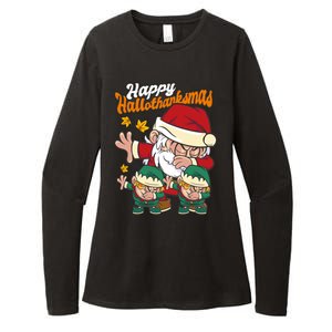 Happy Hallotthanksmas Santa And His Elves Womens CVC Long Sleeve Shirt