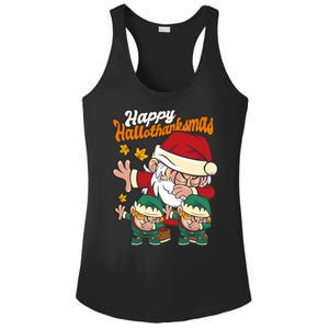 Happy Hallotthanksmas Santa And His Elves Ladies PosiCharge Competitor Racerback Tank