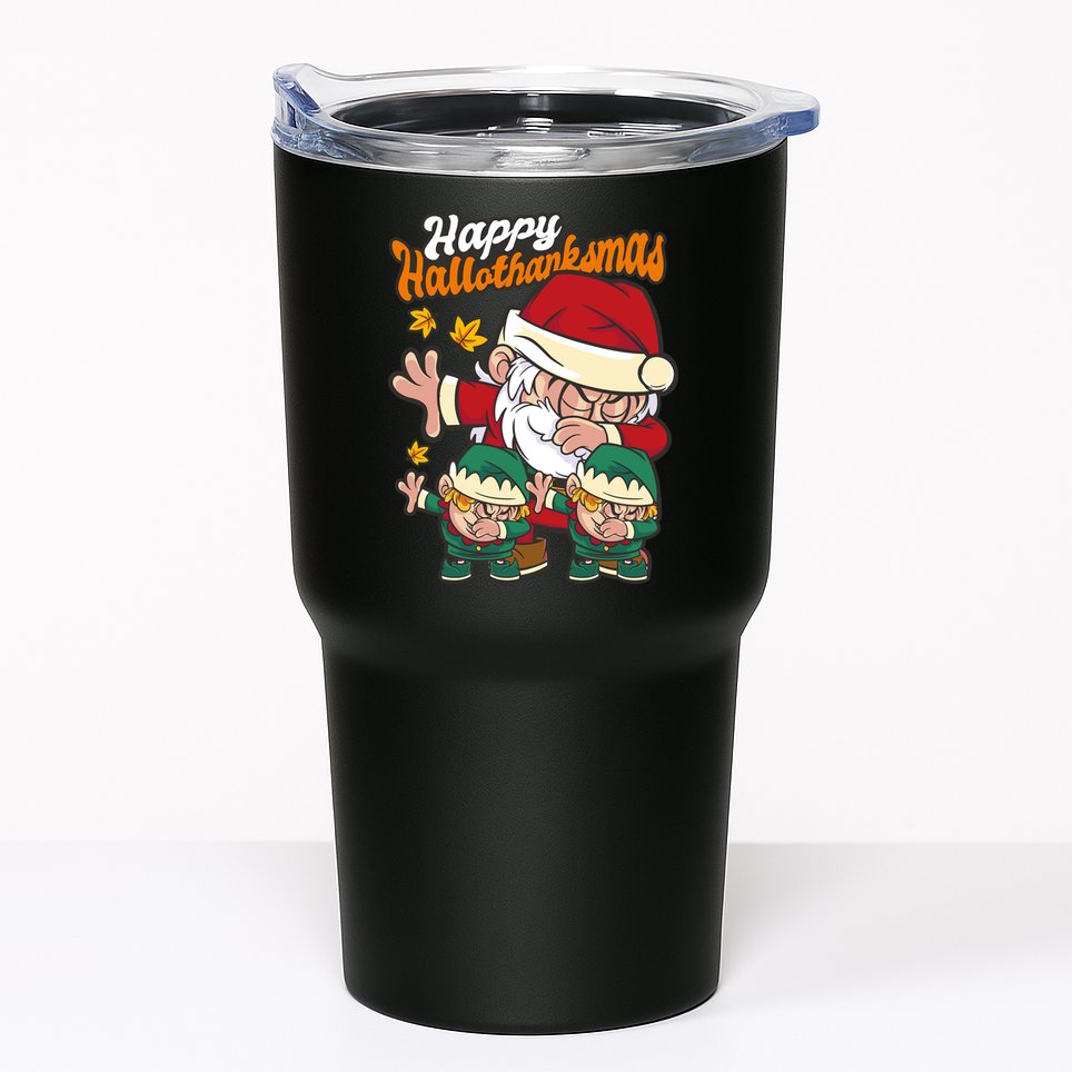 Happy Hallotthanksmas Santa And His Elves Tumbler
