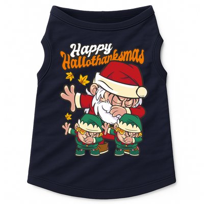 Happy Hallotthanksmas Santa And His Elves Doggie Tank