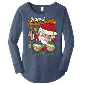 Happy Hallotthanksmas Santa And His Elves Women's Perfect Tri Tunic Long Sleeve Shirt