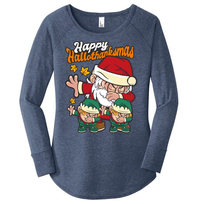 Happy Hallotthanksmas Santa And His Elves Women's Perfect Tri Tunic Long Sleeve Shirt