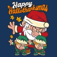 Happy Hallotthanksmas Santa And His Elves Flatbill Hat