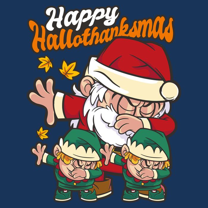 Happy Hallotthanksmas Santa And His Elves Flatbill Hat