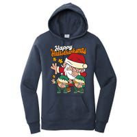 Happy Hallotthanksmas Santa And His Elves Women's Pullover Hoodie