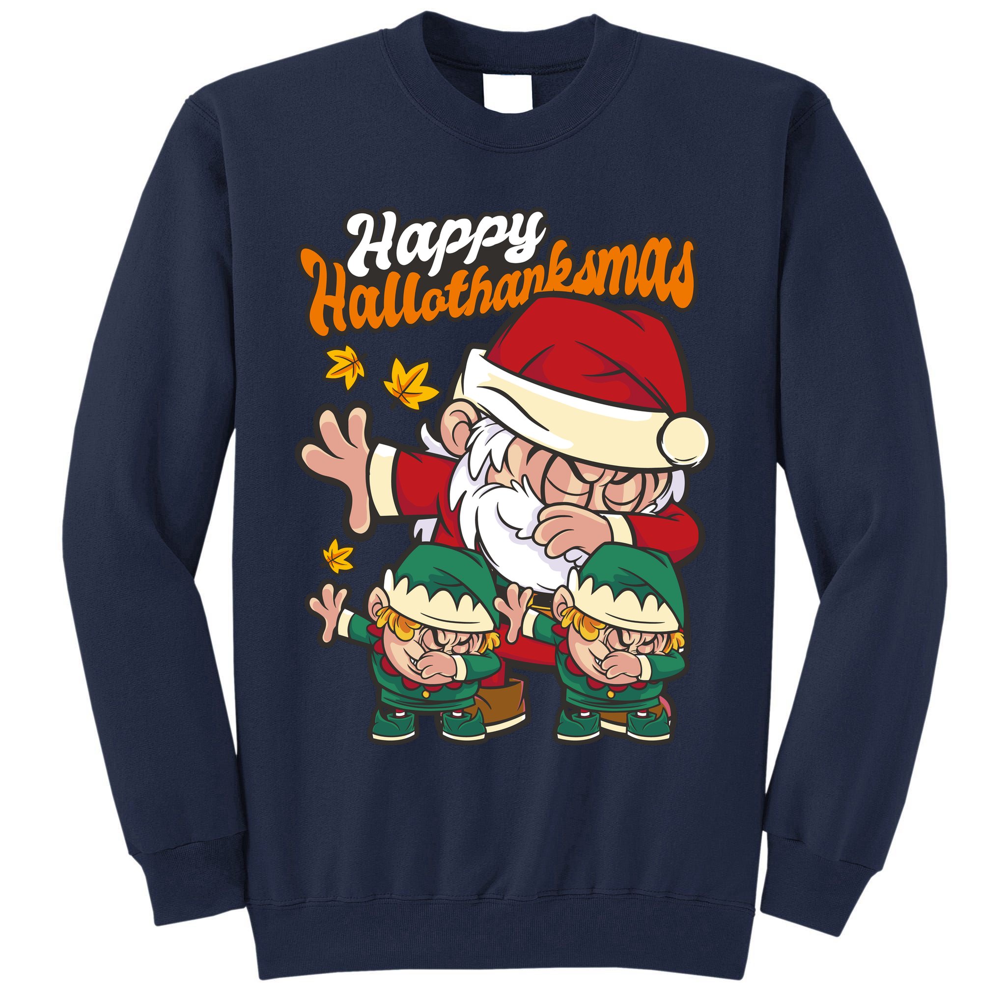Happy Hallotthanksmas Santa And His Elves Tall Sweatshirt