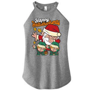 Happy Hallotthanksmas Santa And His Elves Women's Perfect Tri Rocker Tank