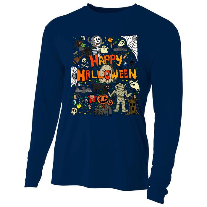 Happy Halloween Scary Retro Cooling Performance Long Sleeve Crew